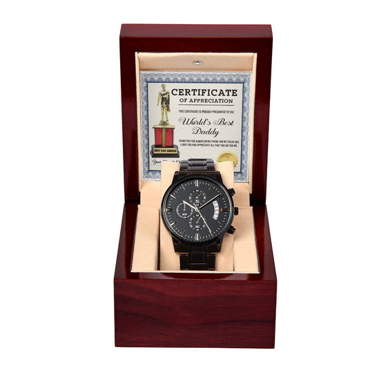 Dad Worlds Best Daddy Metal Chronograph Watch